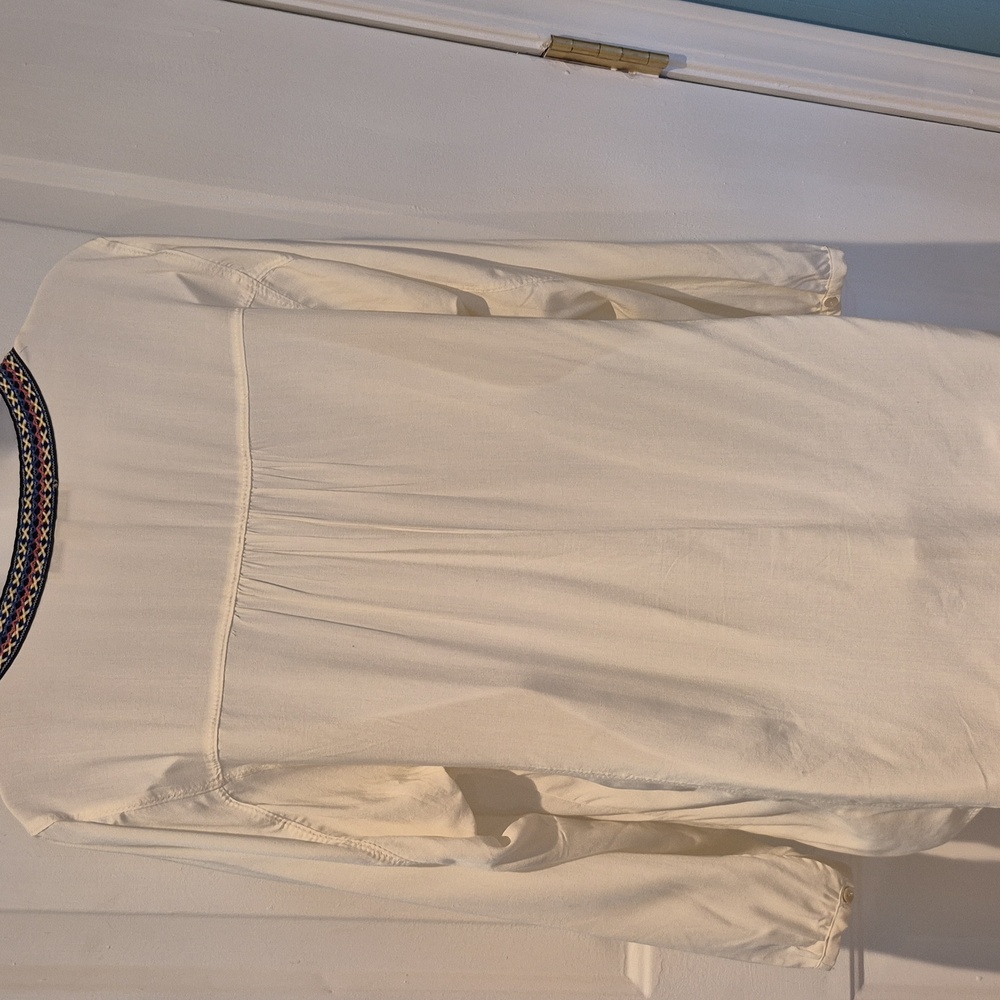 Daniel Rainn Cream Embroidered Tunic Blouse size L - Picture 5 of 7